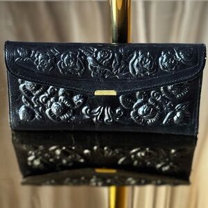 Vintage Style Tooled Leather Wallet Floral Genuine Leather Boho Western